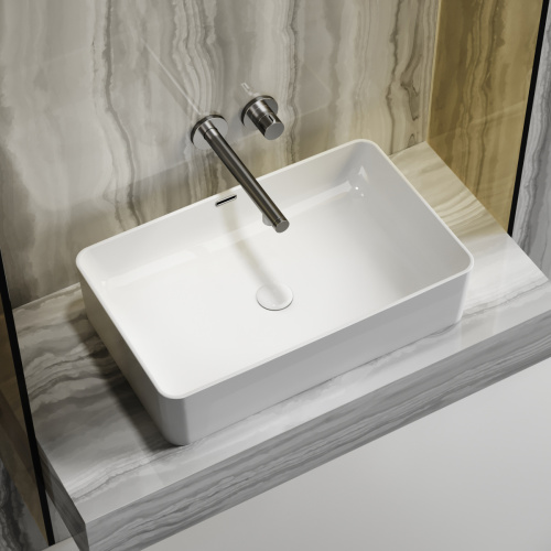 Раковина из сантехнического фарфора Ceramica Nova ELEMENT CN6065 60х40 накладная цвет белый без отверстий под смеситель - фото 3